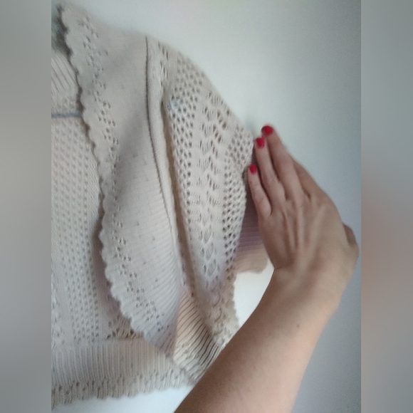 Cream knit cover up sweater - Picture 7 of 12